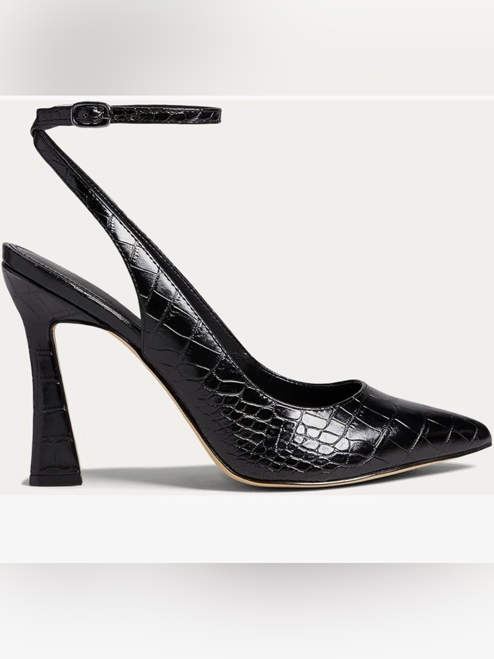 Black Croc-Embossed Slingback Pump - Women's STILL IN BOX